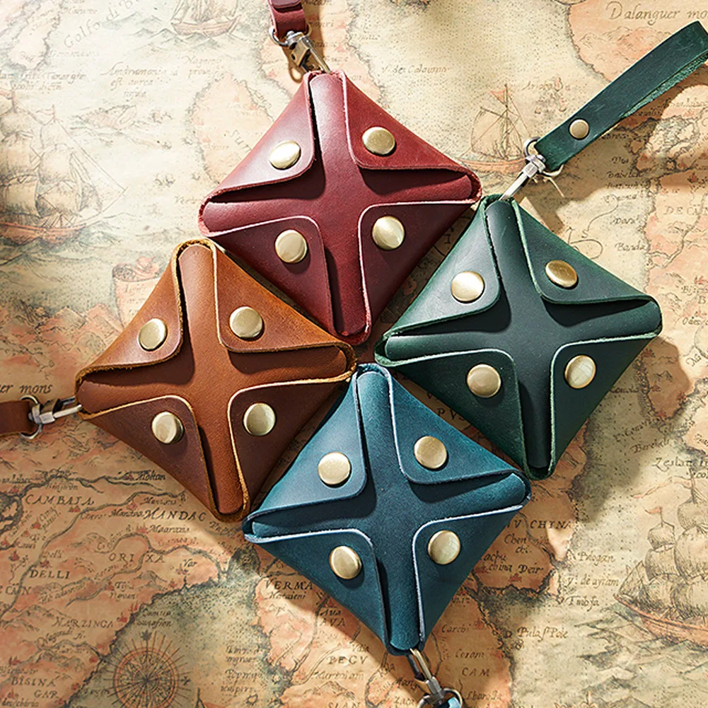 AIGUONIU Stock personalizado cuero genuino personalidad originalidad llavero Retro carteras para llaves Crazy Horse monedero de grano completo