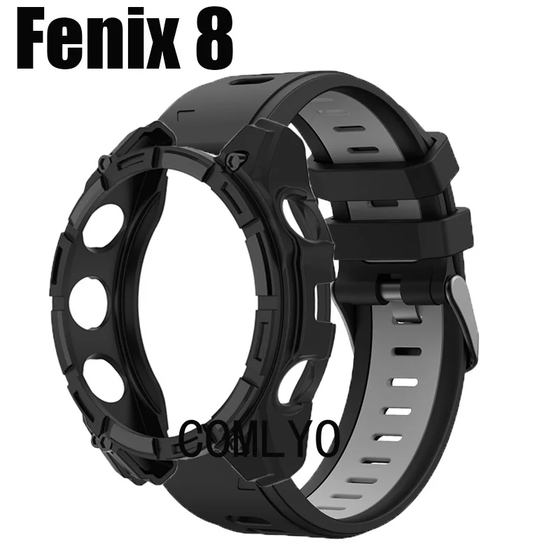 For Garmin Fenix 8 Smart Watch Case Strap Easyfit Protective Bumper Cover Silicone Soft Sports Women men Belt