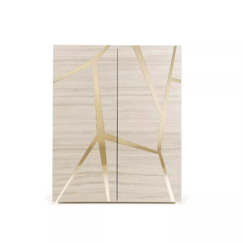 

Легкий роскошный высококачественный буфет из цельного дерева для гостиной у стены, встроенный шкаф для хранения из нержавеющей стали