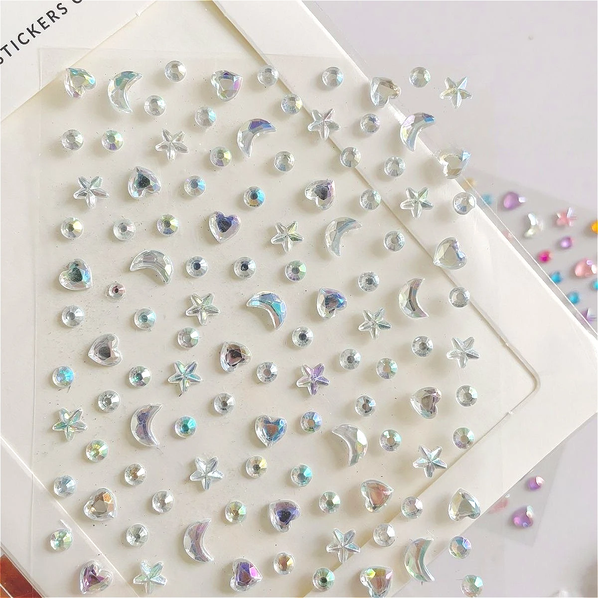 2Pcs 3D Star Moon Heart Crystal Stickers Colorful Rhineston Sticker DIY Phone Jewel Deco Stickers Aesthetic Girls Gifts