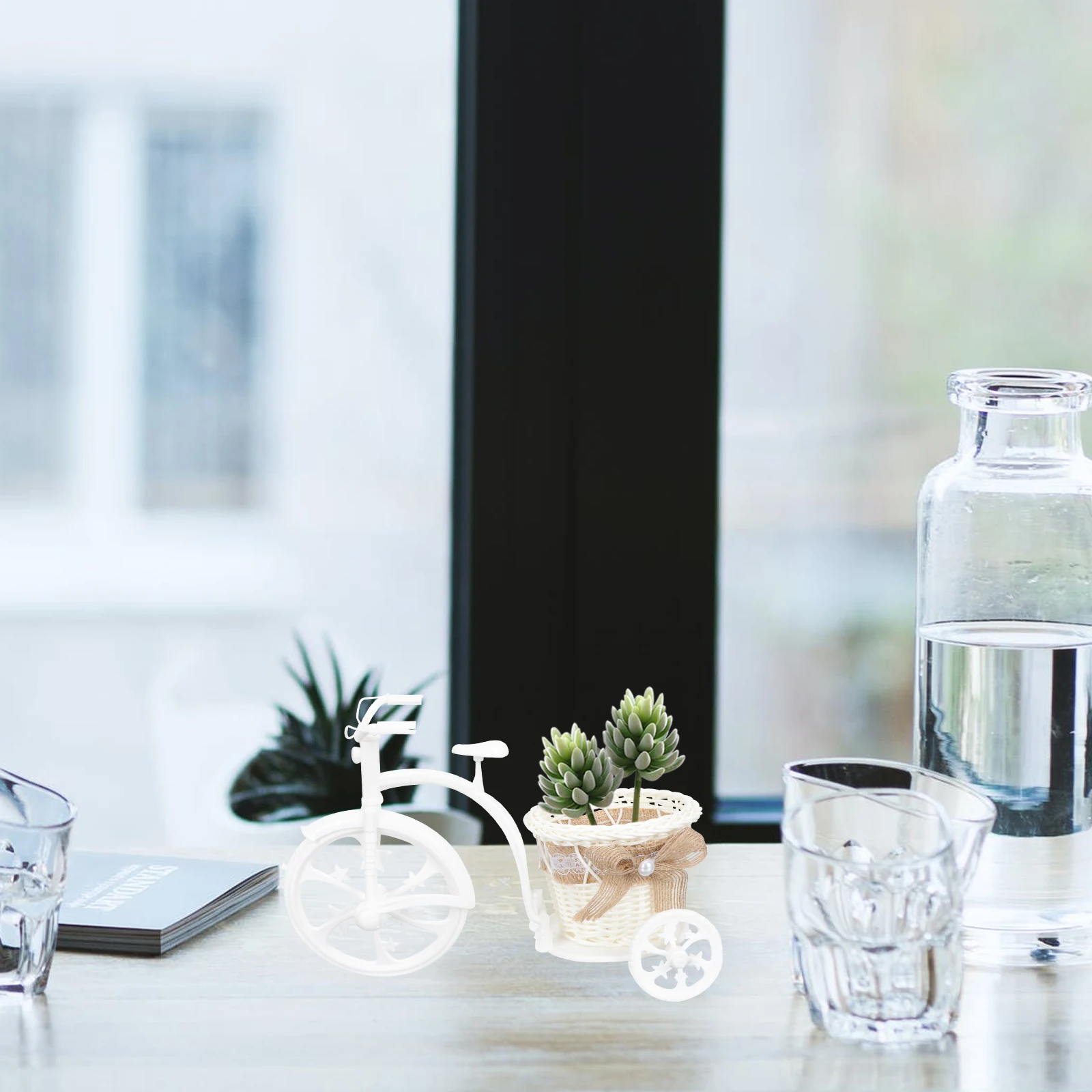 

2Pcs Mini Bicycle Woven Flower Basket Plastic Iron Wire Material Multi-Function Storage for Artificial Fresh Flowers Home