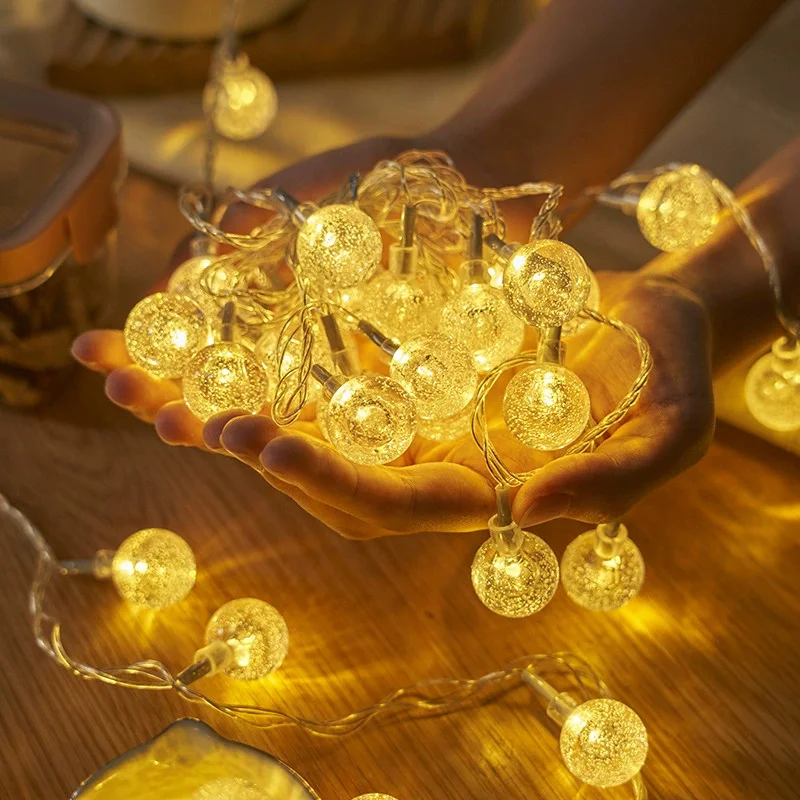 

LED String Fairy Light Battery Operated Crystal Bubble Ball Outdoor Lamp Bulbs Garland Decoration Home Wedding Party Christmas
