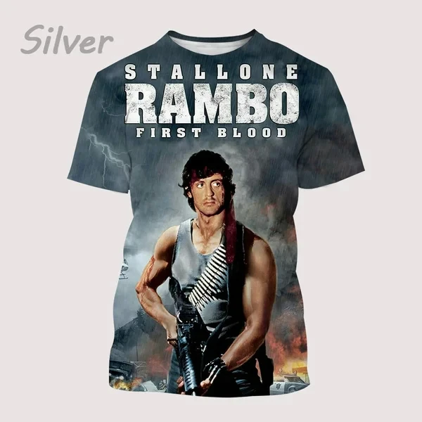 2024 New Fashion Pop Classic Movie Legend Sylvester Stallone Men\'s Short Sleeve 3D Printed Casual Crew Neck Top T-Shirt