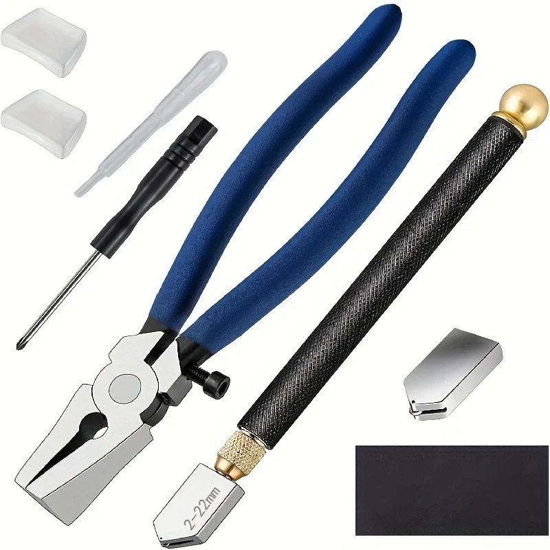 

Glass Running Pliers Kit, Tungsten Carbide Scoring Wheel, Dual-purpose Snapping Breaker, DIY Ceramic Worker Accessories