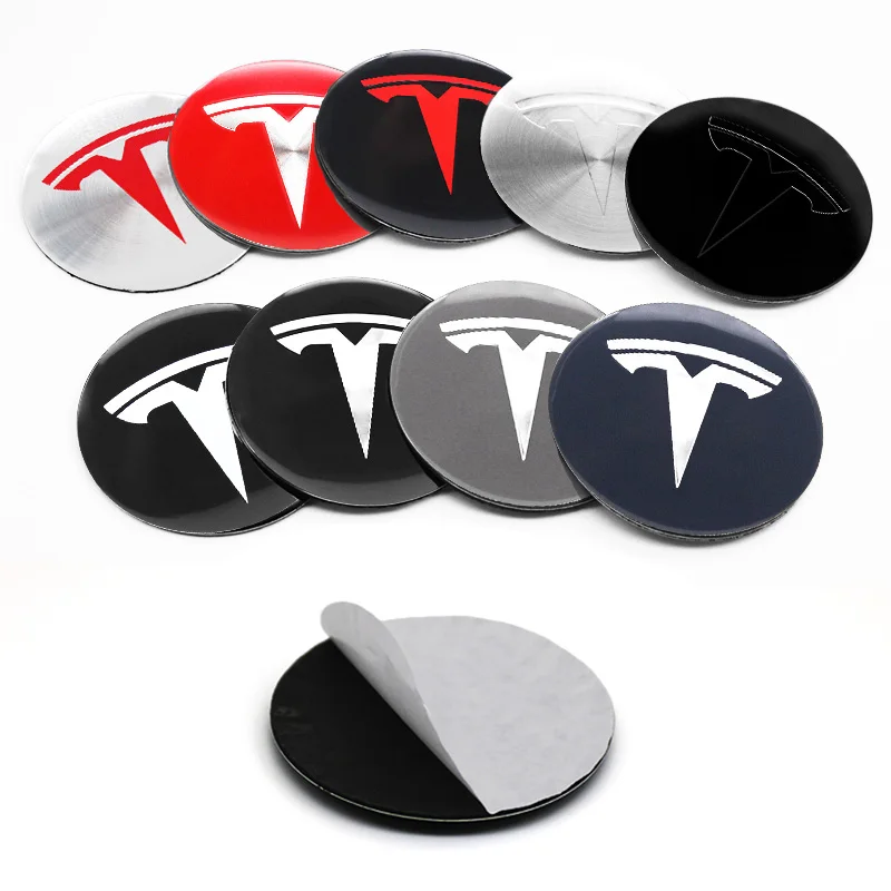 4Pcs 56mm Car Hub Wheel Center Caps Sticker Decals Badge Emblem Styling Decorates For Tesla Model 3 Model Y S X Auto Accessories