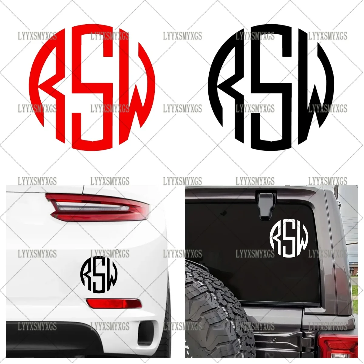 

Self-Adhesive Custom Personalized Circle Initials Car Stickers Waterproof Sunscreen Vinyl Decal PVC wholesale Car Accessories