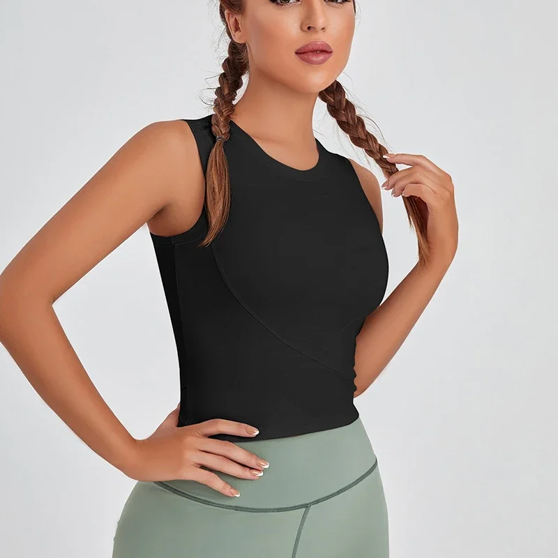 Fitness wear sleeveless sports vest wearing women's summer tight quick dry short sleeve running top yoga clothes