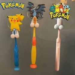 kawaii  Anime Figure Pikachu Children's Cute Toothbrush Holder Pokemon Cartoon Wall Mounted Shelf for Kitchen Bathroom kids Toys