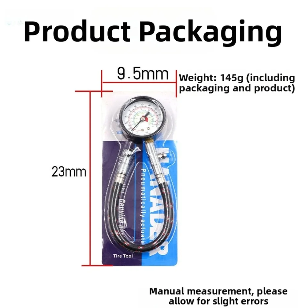 For Car Motorcycle Bike Truck Tire Pressure Gauge Metal Construction with Air Release Valve Flexible Hose Design