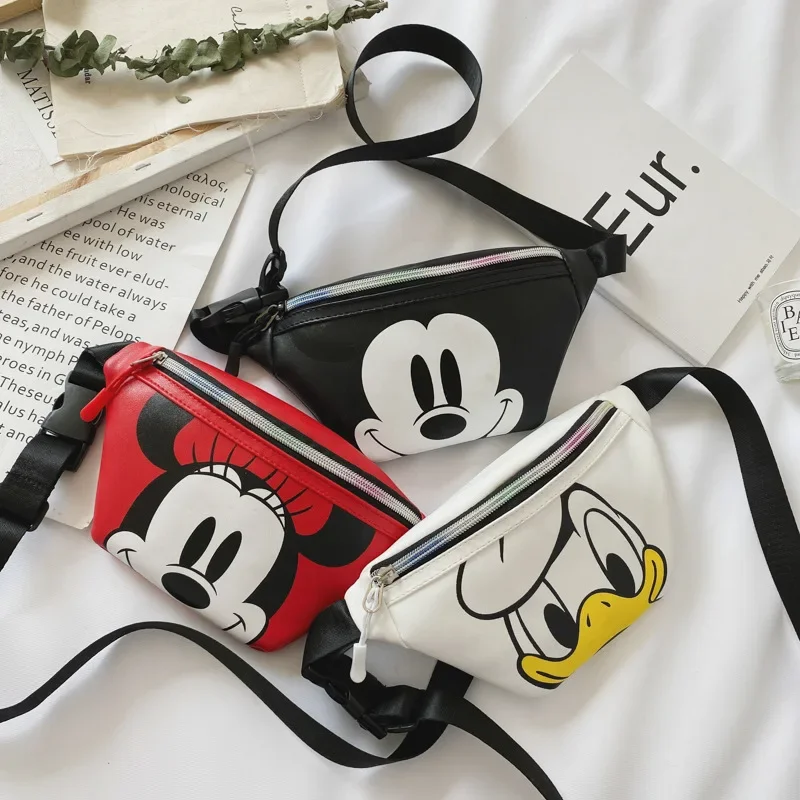 Disney-Bolso cruzado de Mickey Mouse para niños y niñas, bandolera de hombro con cinturón, novedad