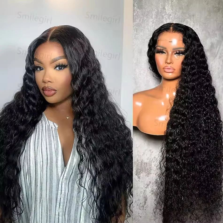 

5×5 Transparent Lace Front Wigs Human Hair Deep Wave Glueless Put On and Go Human Hair Wigs 200 Density Pre Plucked Wigs
