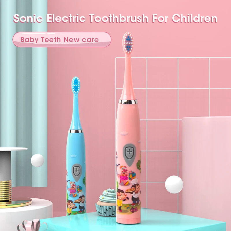 Rechargeable Ultrasonic Kids Electric Toothbrush Safe Soft Bristles Gentle Cleaning for Home Children Oral Care