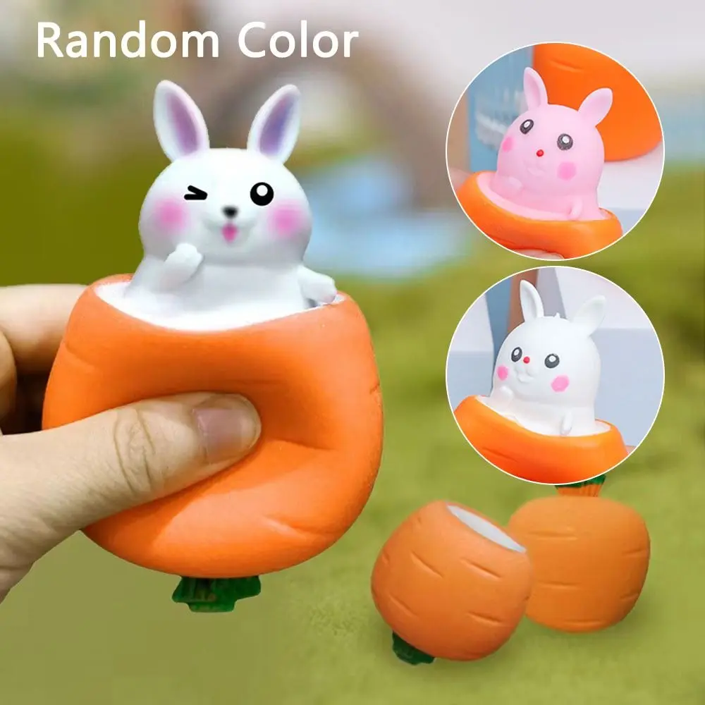 

2pcs Durable For Kids Adult Bunny Squeeze Toy Stress Sensory Toys Carrot Doll Rabbit Cup Antistress