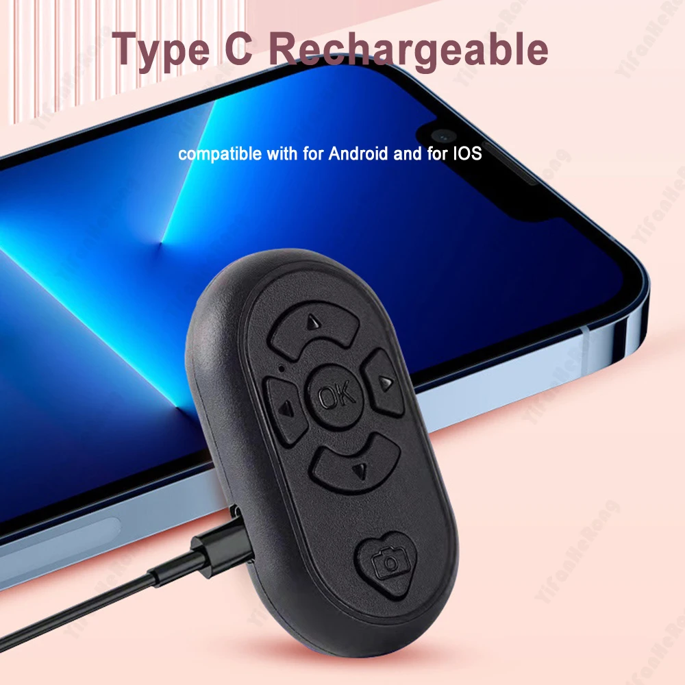 MIni Charging Remote Control Bluetooth-compatible Selfie 6-button Model+Type C Charging Cable Portable Wireless For Android IOS