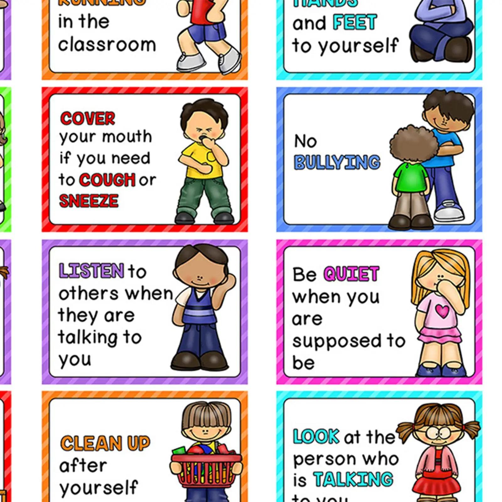 15x قواعد الفصول الدراسية الإنجليزية الملصقات لمعايير السلوك لمرحلة ما قبل المدرسة عرض المسيل للدموع أدوات التدريس زينة الجدران