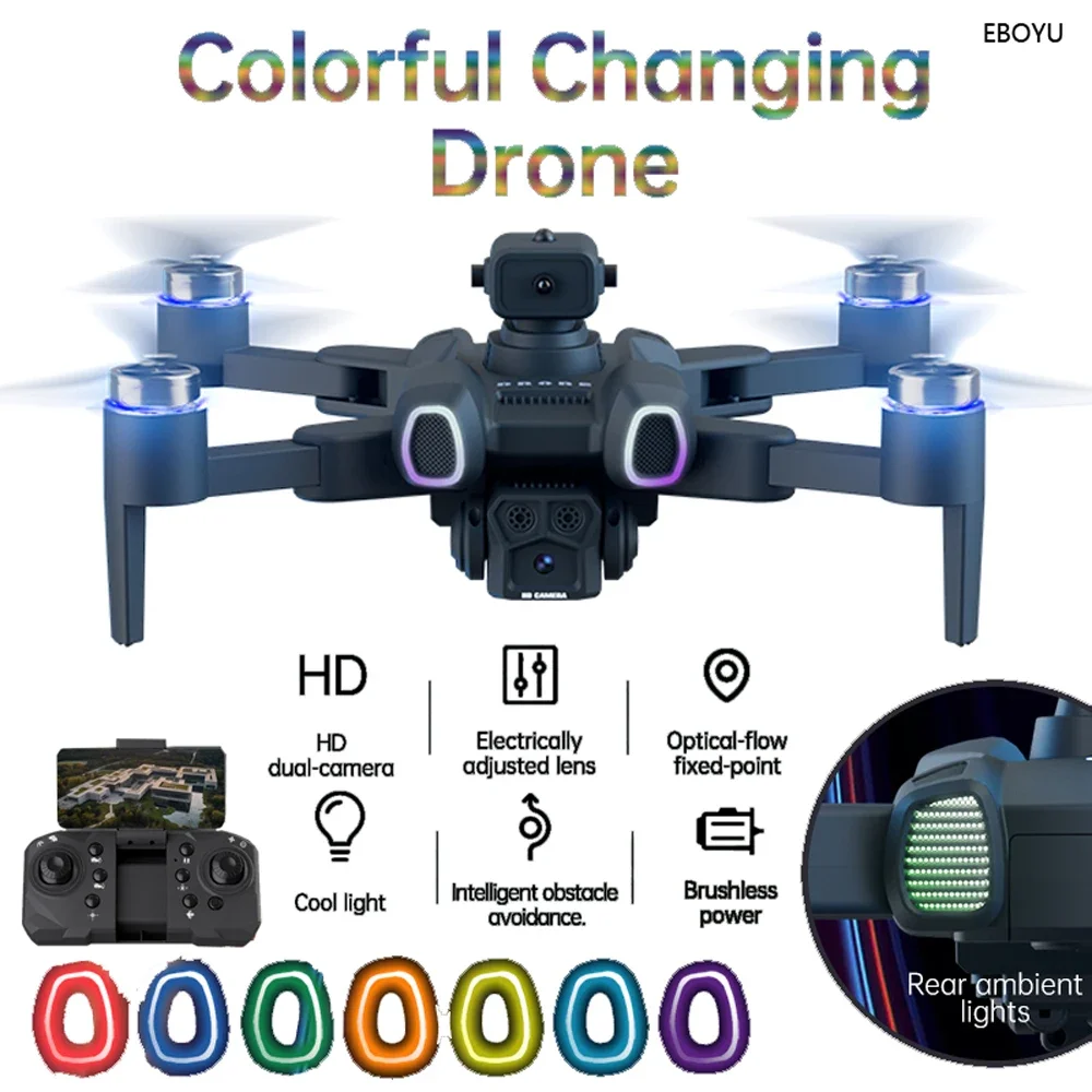 JJRC H117 RC Drone w/ Colorful Lights Brushless Motor Optical Flow WIFI FPV 8K EIS HD Camera Obstacle Avoid RC Quadcopter Drone