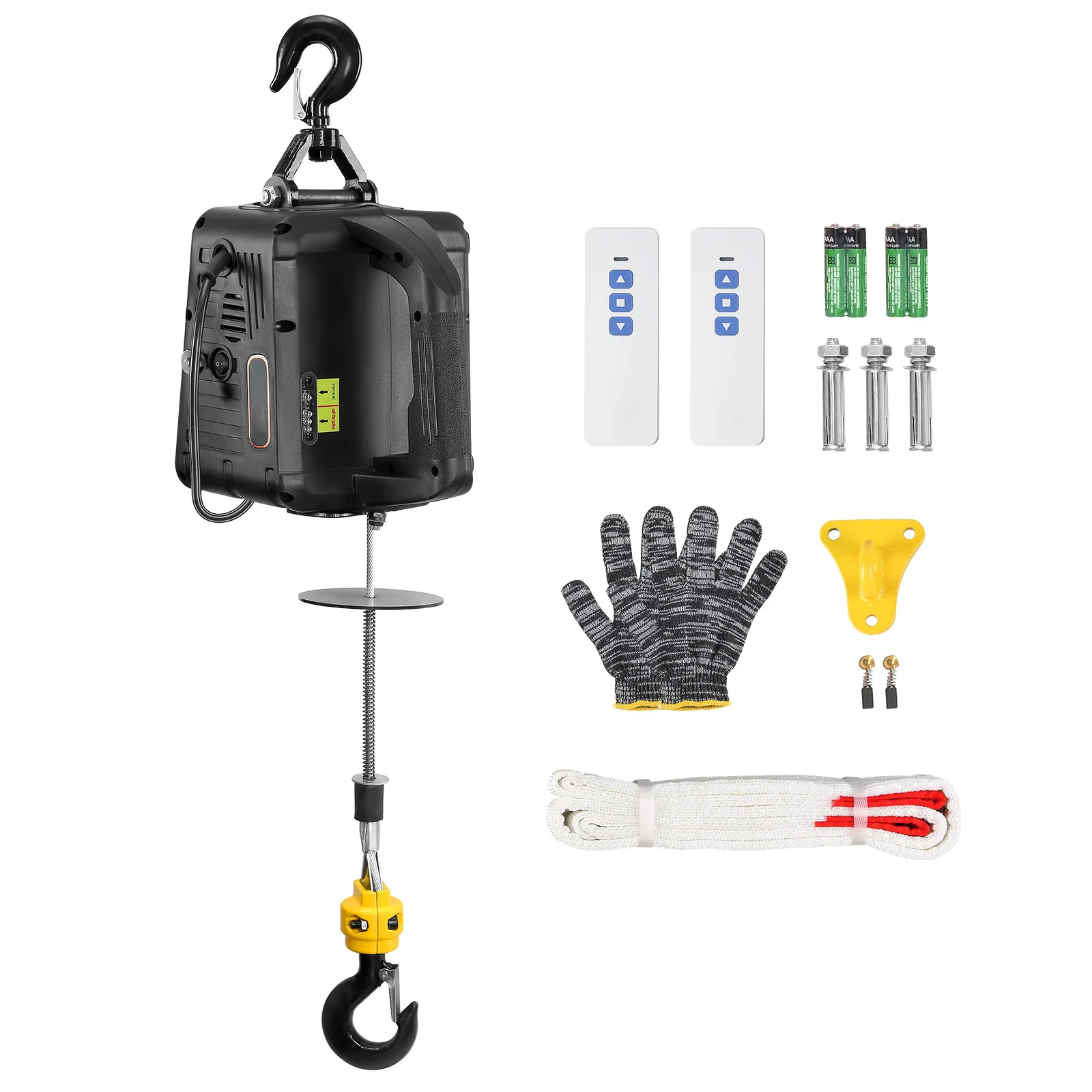 

SucceBuy 1100 lbs Electric Hoist Winch 1500W Portable Power Crane with Wireless Remote Control for Warehouse Factory Lifting