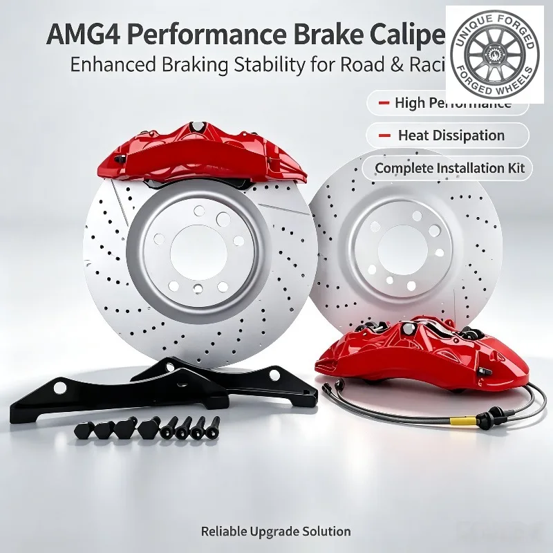 26 StyleAluminum Cast AMG4 Brake Caliper Kit 4 Pot Big Brake Kit For C-Class E-Class GLC A-Class Auto Tuning Parts