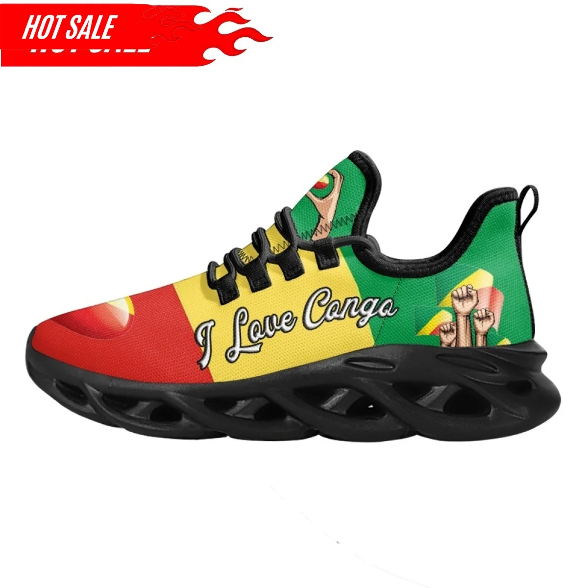 Men's Shoes Women Casual Sneakers Congo Flag Printing Fashion Lace-up Walking Male Summer Flats Footwear Shoes 2024