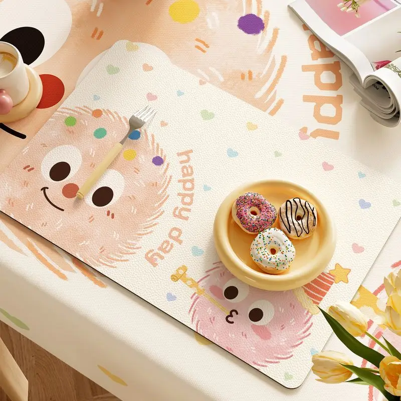 VIKAMA Cartoon Monster Tableware Drain Mat, Fun Sayings Absorbent Quick-Dry Sink Countertop Mat, Kitchen & Home Decor