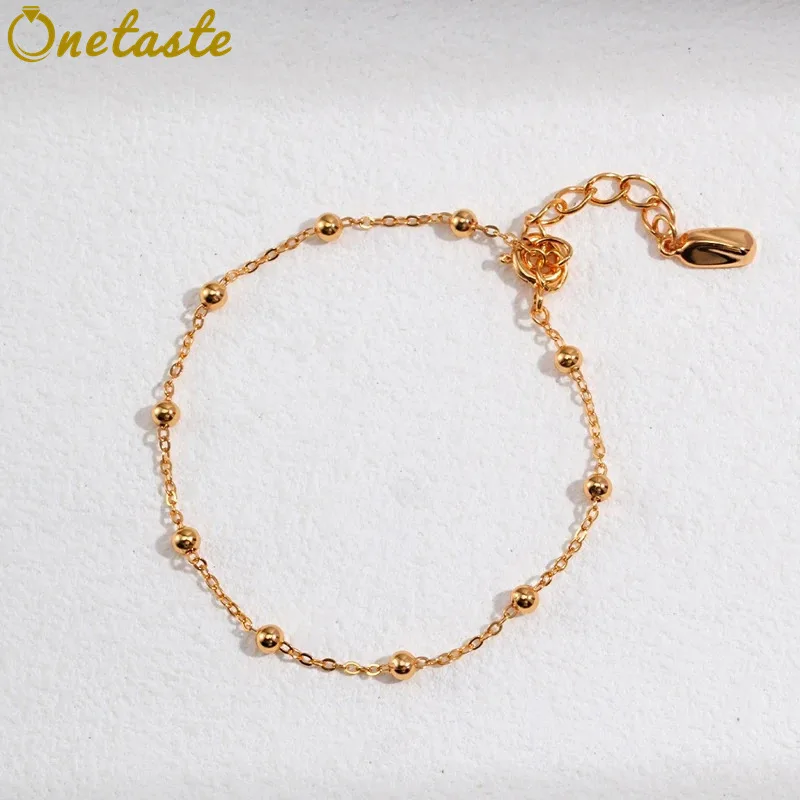 

Minimalism Trendy 925 Sterling Silver Small Sphere Chain Station Bracelets Women Dainty Lightweight Thin Slim Link Bracelet Gift