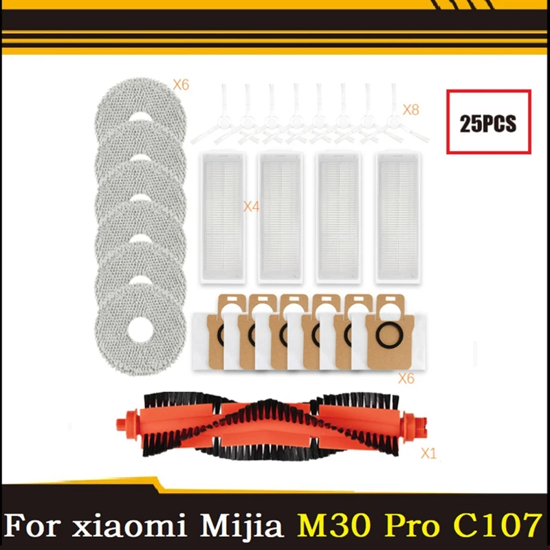 

25 шт., сменные детали для робота-пылесоса Xiaomi Mijia M30 Pro C107