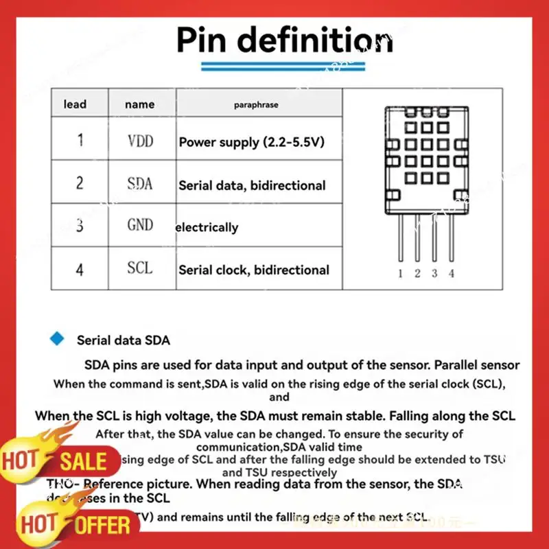 Módulo Sensor de temperatura y humedad B47C DHT20, salida de señal Digital IIC, Sensor de humedad, Compatible con Arduino, reemplaza DHT11