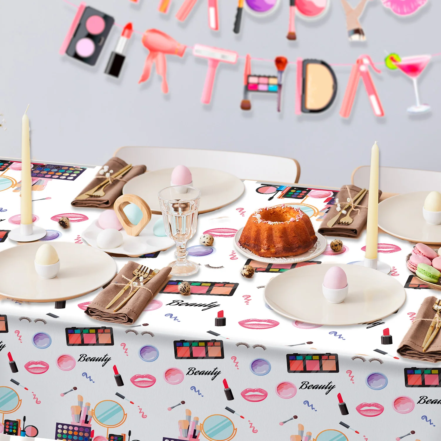 Makeup Party Tablecloth, 3 Pcs - Table Cloth Disposable 评论和价格