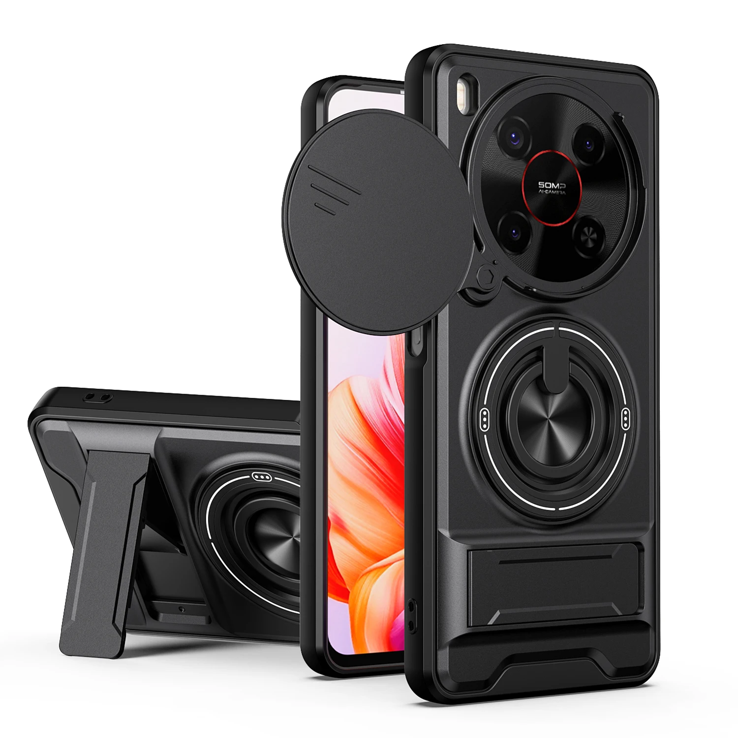 Capa para ZTE Blade V70 Max com Proteção de Câmera Rotativa e Suporte Antichoque para ZTE nubia V70 Max