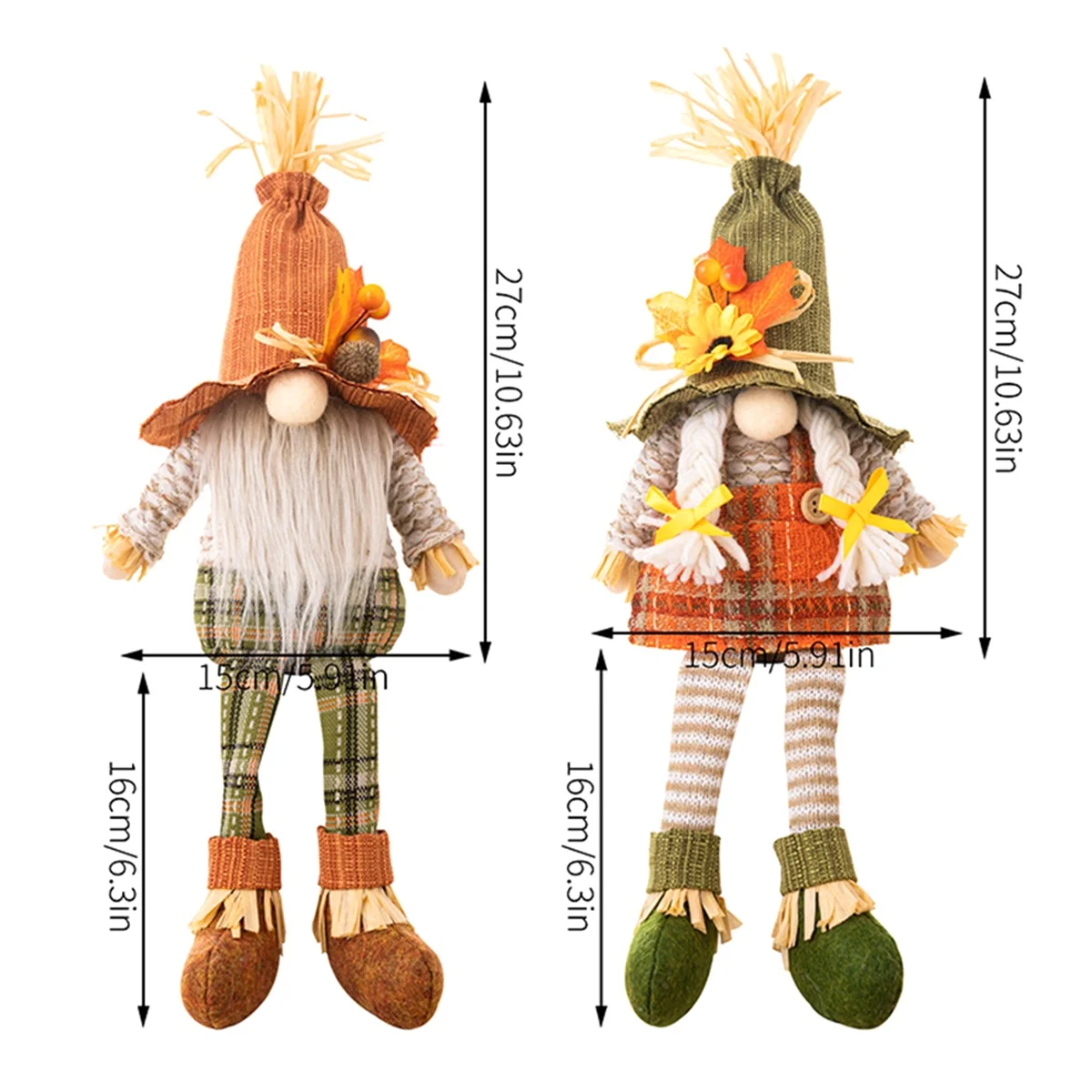 Fall Decor Gnomes Plush Fall Decorations for Home 2PCS Halloween Decorations for Farmhouse Autumn Pumpkin Decor