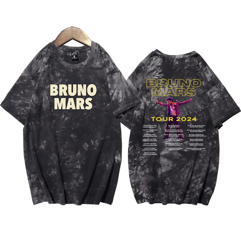 Bruno Mars Tour 2024 Retro Tie Dye Shirt Unisex Round Neck Short