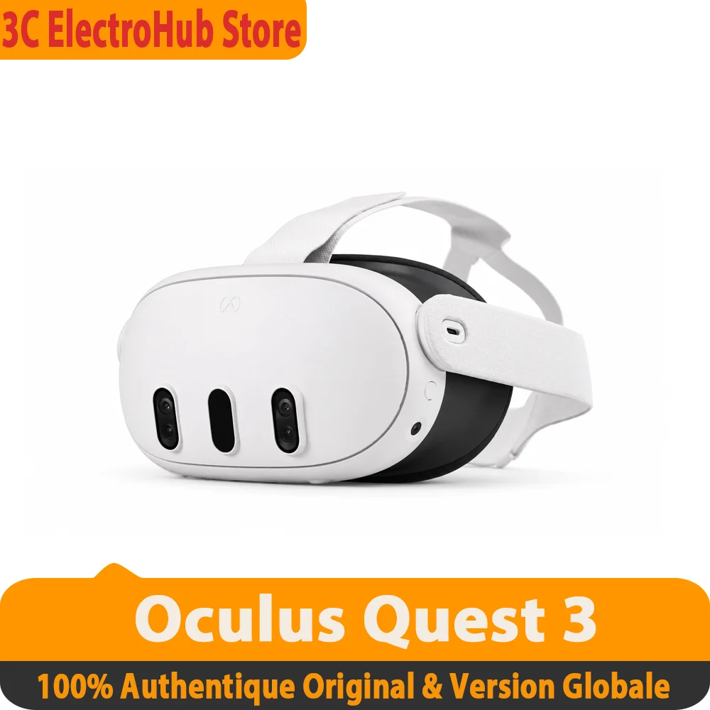 Casque de réalité virtuelle tout-en-un Meta Oculus Quest 3 avec écran 4K+ haute définition, 8 Go de RAM + 512 Go de stockage, résolut