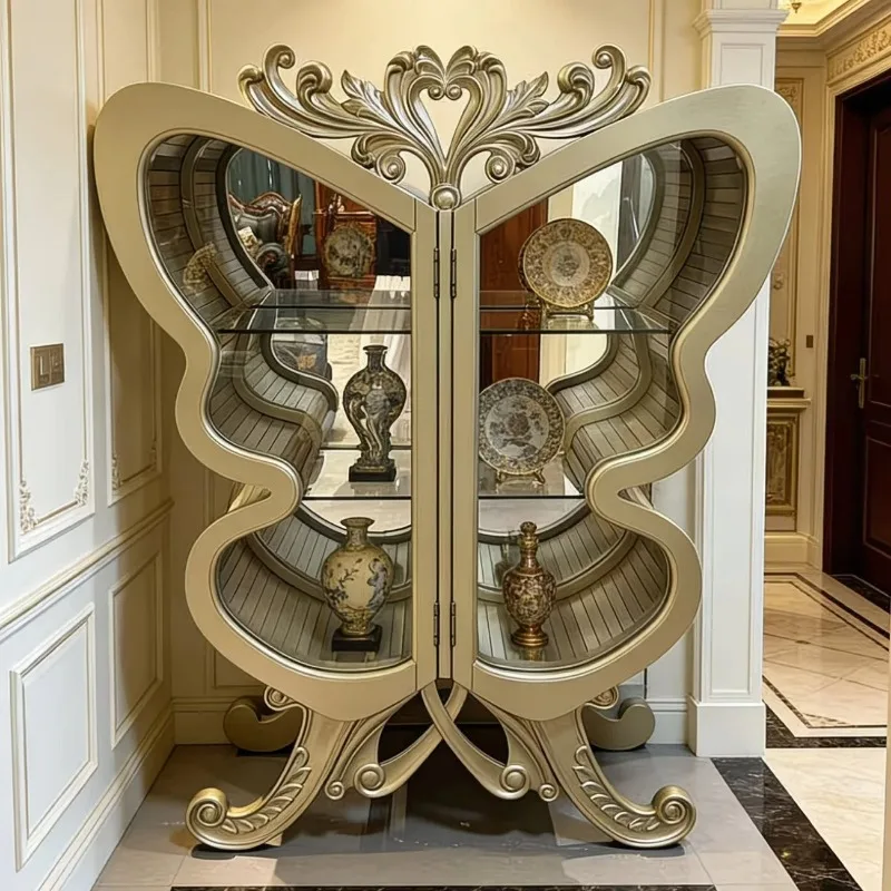 Solid wood wine cabinet Double door dining side cabinet Storage cabinet Bogu cabinet Locker