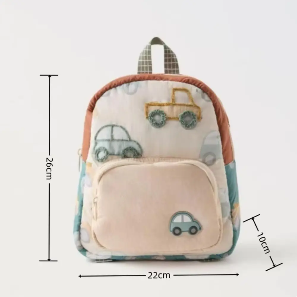 Cartoon Car Embroidery Children's School Backpack Kindergarten Multifunctional Students Schoolbag Lightweight Backpack
