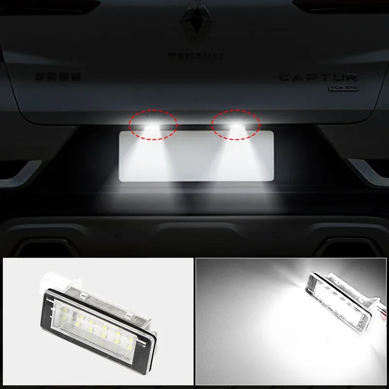 2Pcs LED License Number Plate Light Lamps for Renault Scenic 2 3 Fluence Captur Espace 4 Grand Modus Zoe BFM Laguna Sport Tourer