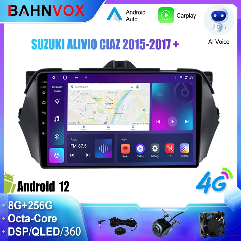 

9" Android 12.0 Car Radio for SUZUKI ALIVIO CIAZ 2015 2017+ Multimedia Video Player Navigation GPS 4G Carplay Stereo DSP 2 Din