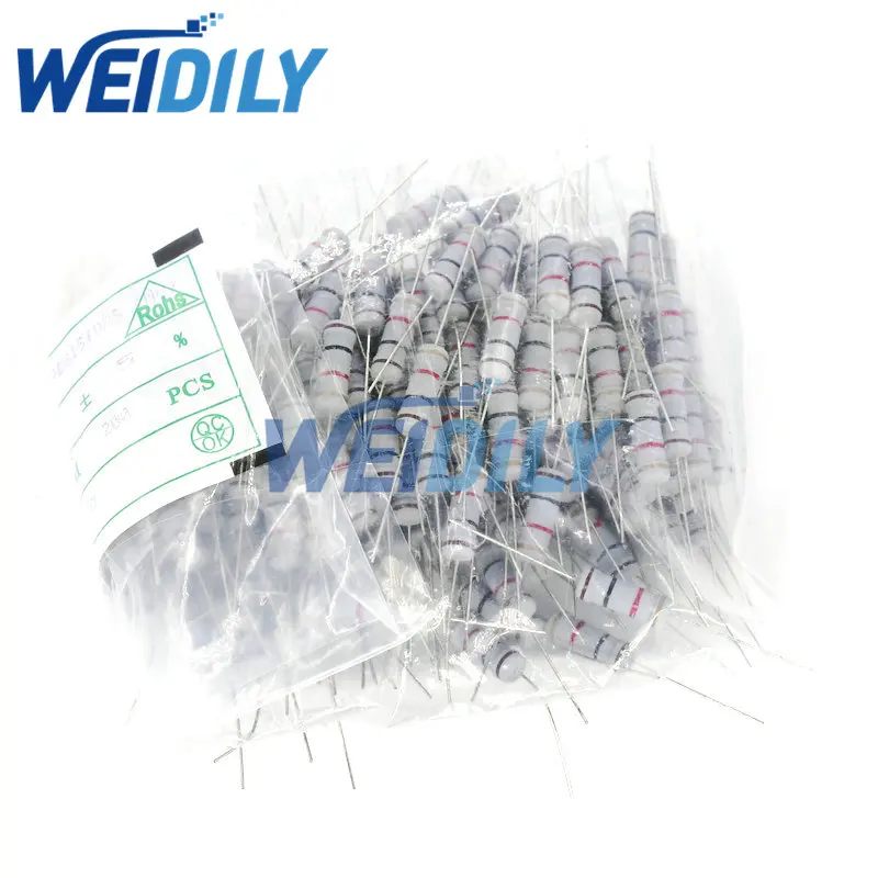 20PCS 2W 5% Carbon Film Resistor 0.1 0.5 1 4.7 10 47 470 560 750 120K 200K 1K  68K 1M ohm Resistance Carbon Film 0.1R - 820K ohm