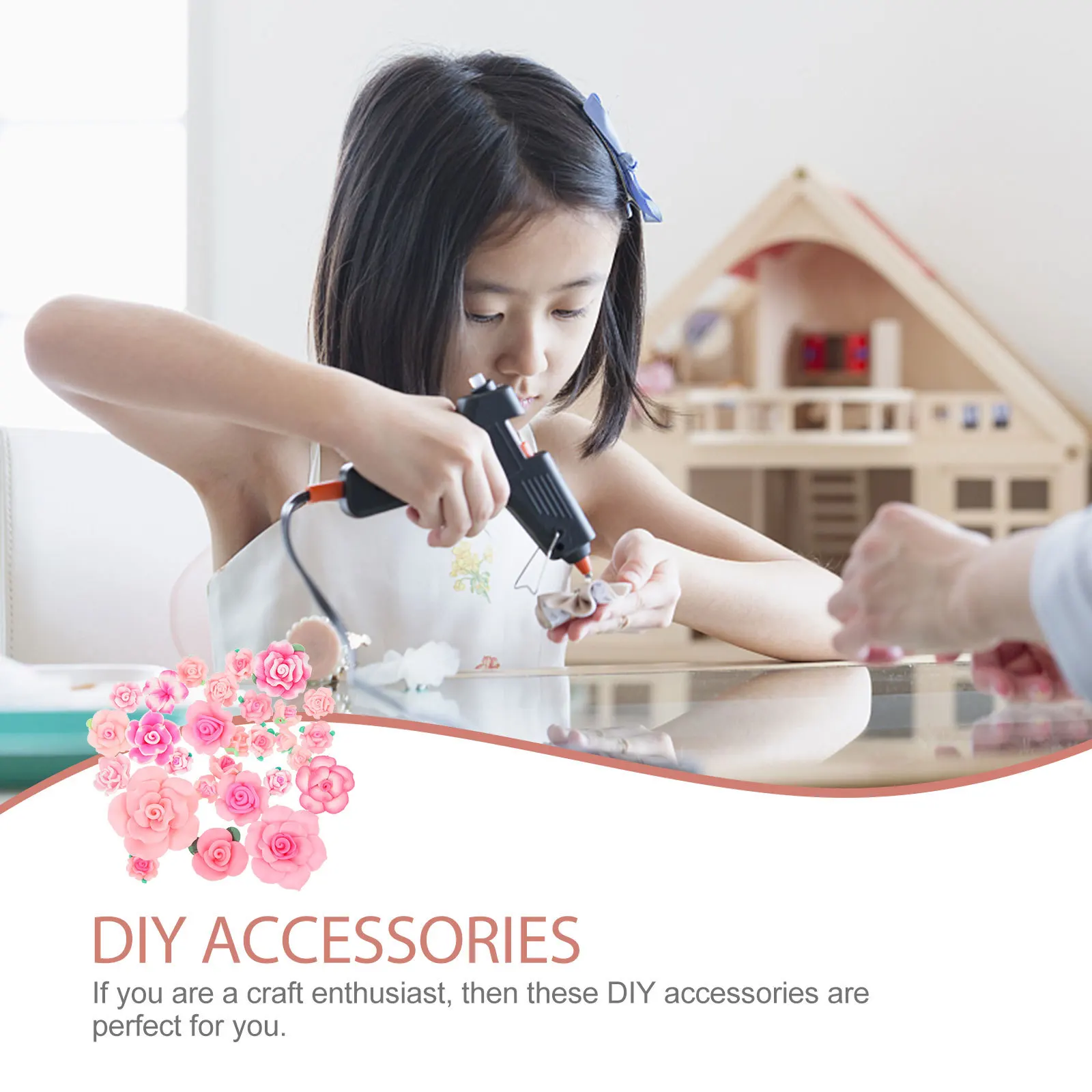 

28Pcs Polymer Clay Flower Charms Set DIY 3D Craft Ornament for Phone Cover Decor Clay Flower Shape Patches Handmade