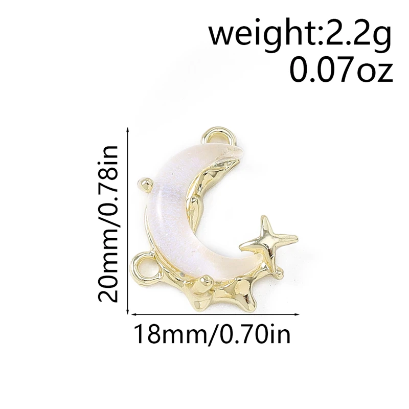 5 Stück 14x19mm Niedliche Kristall-Metal-Mond-Stern-Anhänger für Schmuckherstellung, Ohrringe, Anhänger, Halsketten, Armbänder, DIY-Bastelzubehör – Detail 11