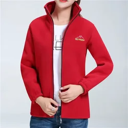 Plus Size Autumn Winter Women Jackets  Elderly Coat Mother Wear Polar Fleece Outcoat Ladies Loose Stand Collar Cardigan Top