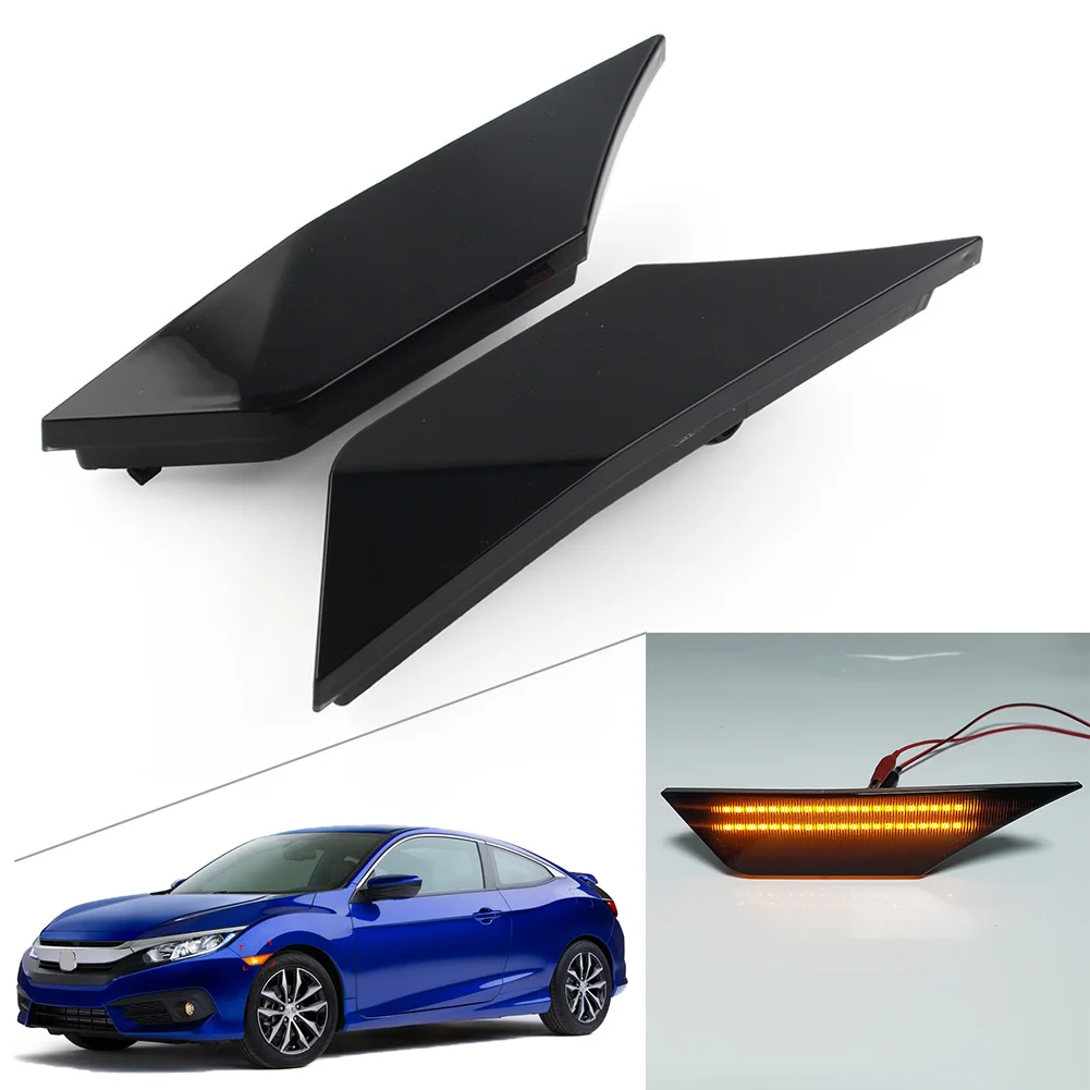 

Smoked Car LED Side Marker Lamp Turn Signal Light For Honda Civic 2016 2017 2018 2019 2020 2021 Left & Right 2Pcs