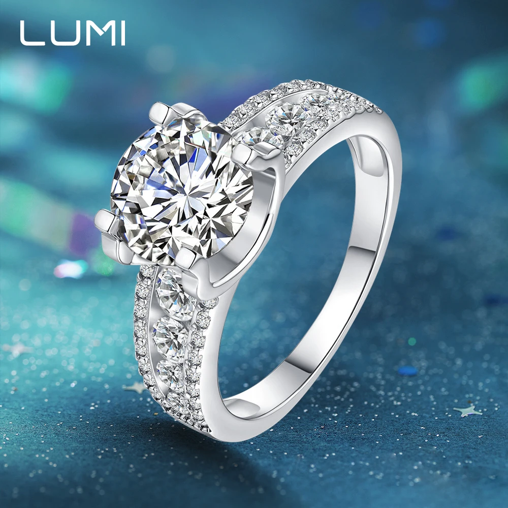 

LUMI 3 карата 9 мм D цвет кольцо с муассанитом из стерлингового серебра 925 пробы свадебное обручальное кольцо вечности для женщин красивая повседневная одежда