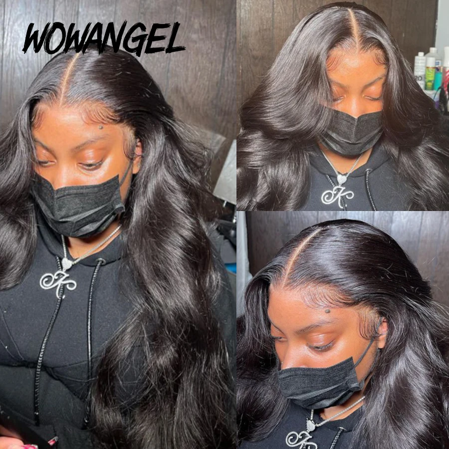 Wow Angel 250% 13x4 HD parrucche anteriori in pizzo sciolgono tutte le pelli parrucche dell'onda del corpo parrucche in pizzo per capelli umani parrucche Glueless Pre pizzicate per donna