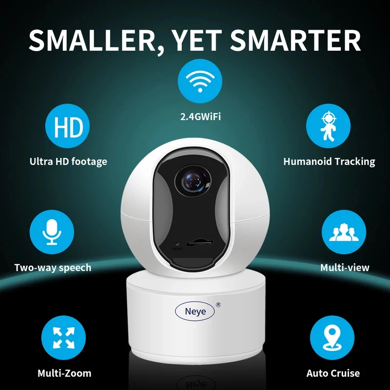 

8 МП 4K WiFi IP-камера для помещений с 5-кратным цифровым зумом, панорамированием и наклоном, ИИ-отслеживанием, ночным видением и функцией интеркома