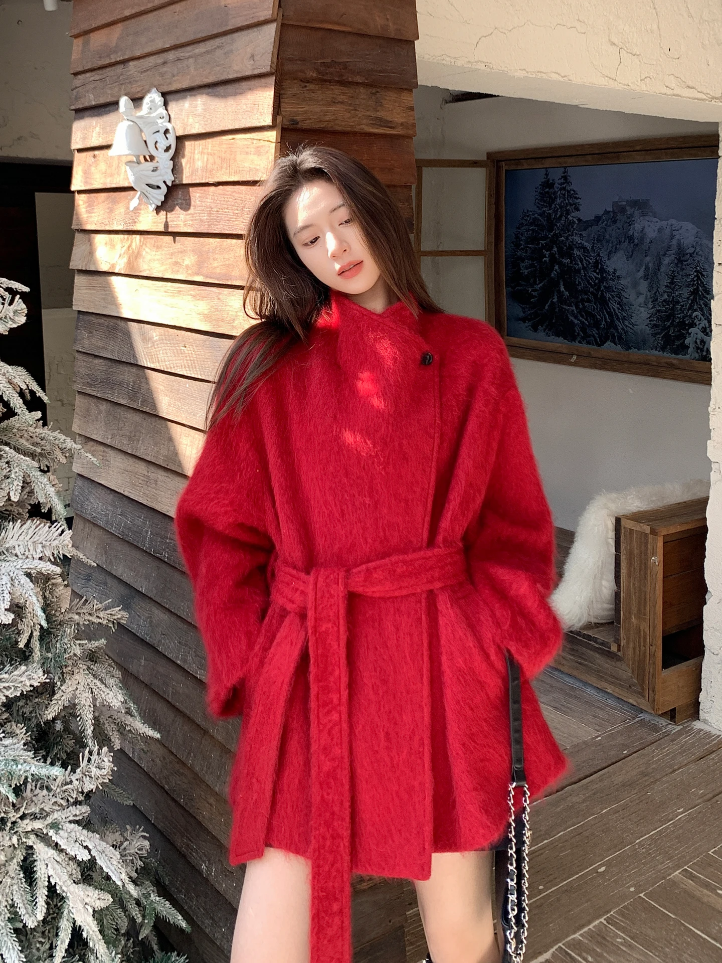 

Шерстяное пальто Ele Camere для женщин: теплая модная верхняя одежда с воротником-стойкой, на молнии, с длинными рукавами, для среднего и молодого возраста