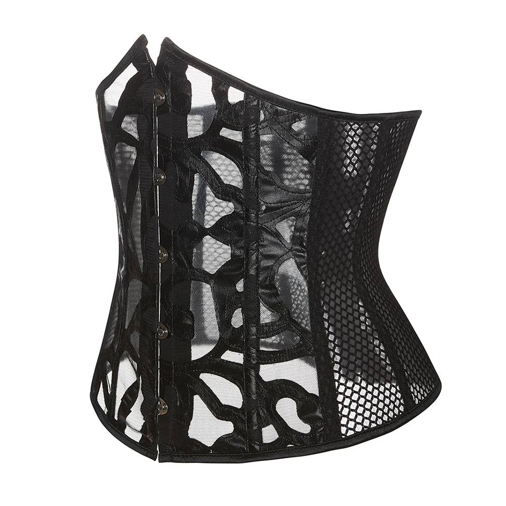 Hollow Out Underbust Corset Sexy Waist Bustier Top Breathable Mesh Corselet Shaping