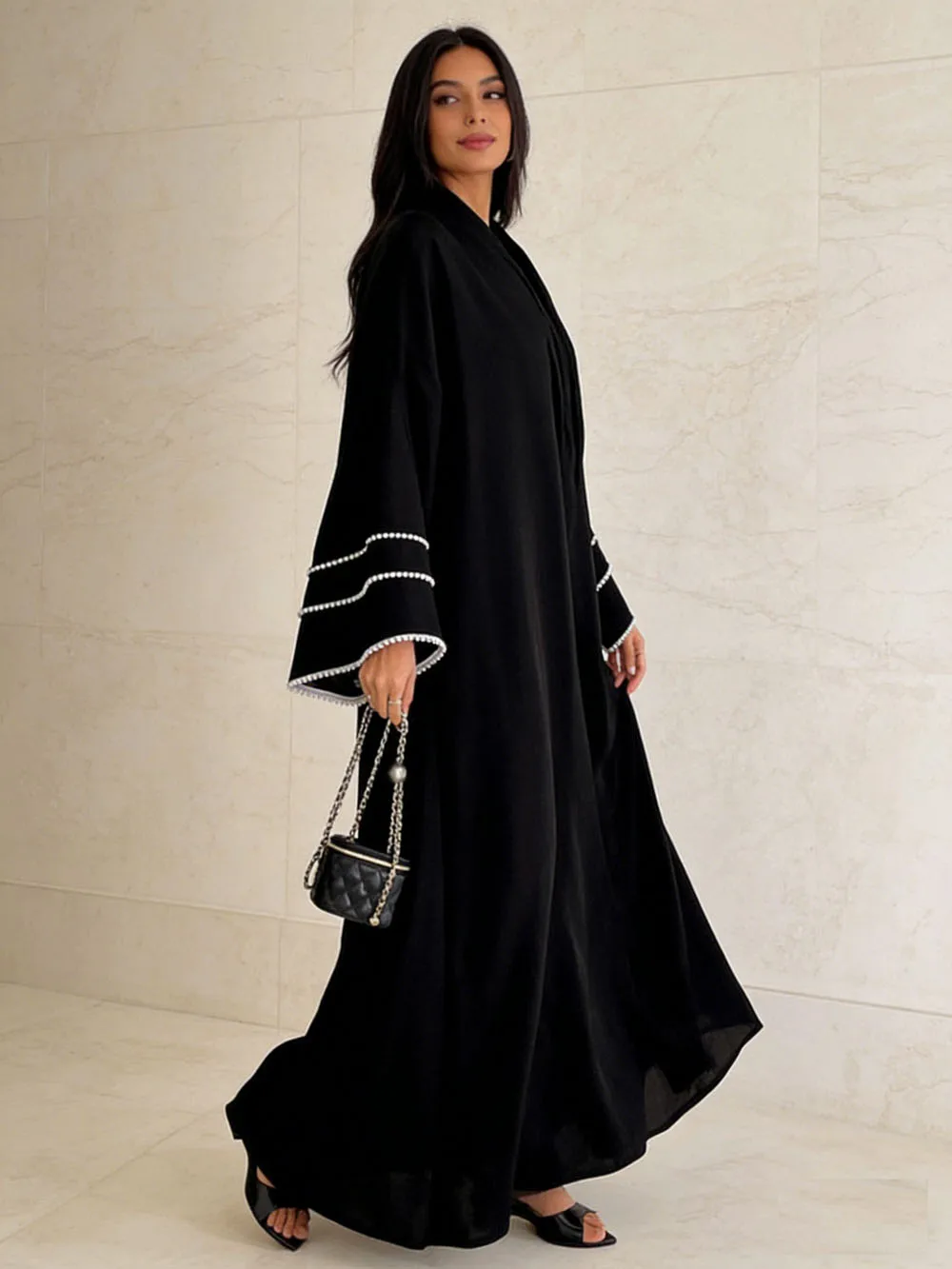 

Элегантное черное кимоно-абайя в стиле Дубай, роскошное, 2025 год, для женщин, мусульманское платье-кафтан, исламское платье, женское мусульманское платье