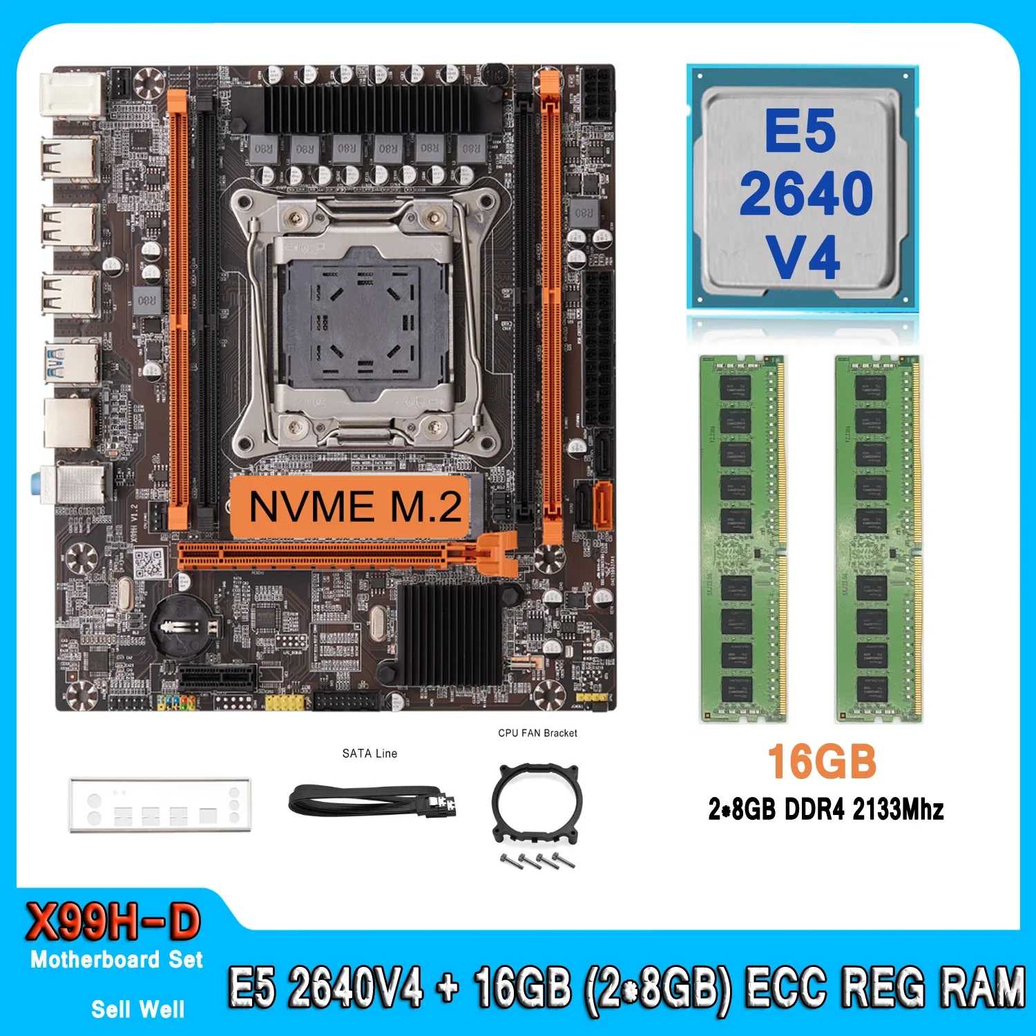 X99 Motherboard Set E5 2640 V4 Kit With DDR4 16GB (2*8GB) RAM Memory And LGA 2011-3 Xeon E5 2640V4 CPU Motherboard Combo