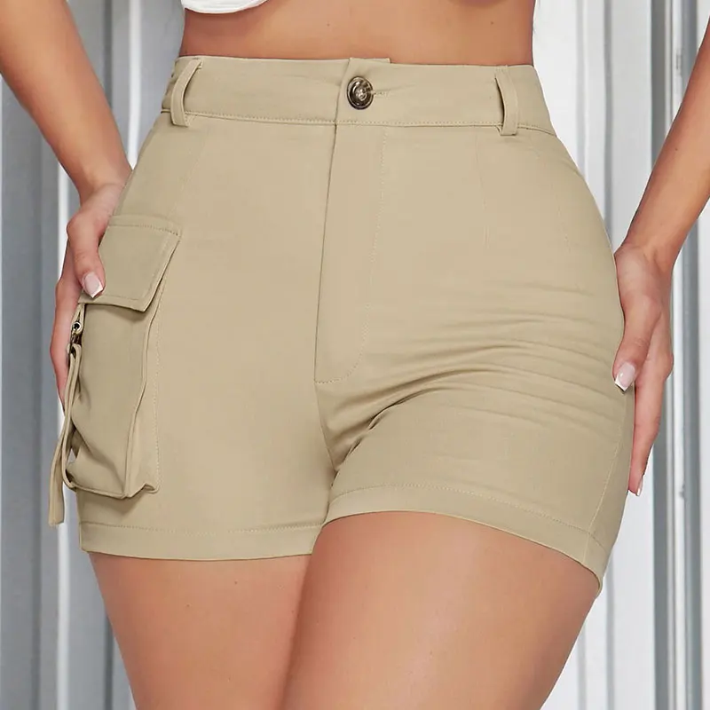 

Summer New Women Bodycon Cargo Shorts Sexy Streetwear Fashion Button Pockets Zipper Pants Casual Slim Female Versatile Clothing