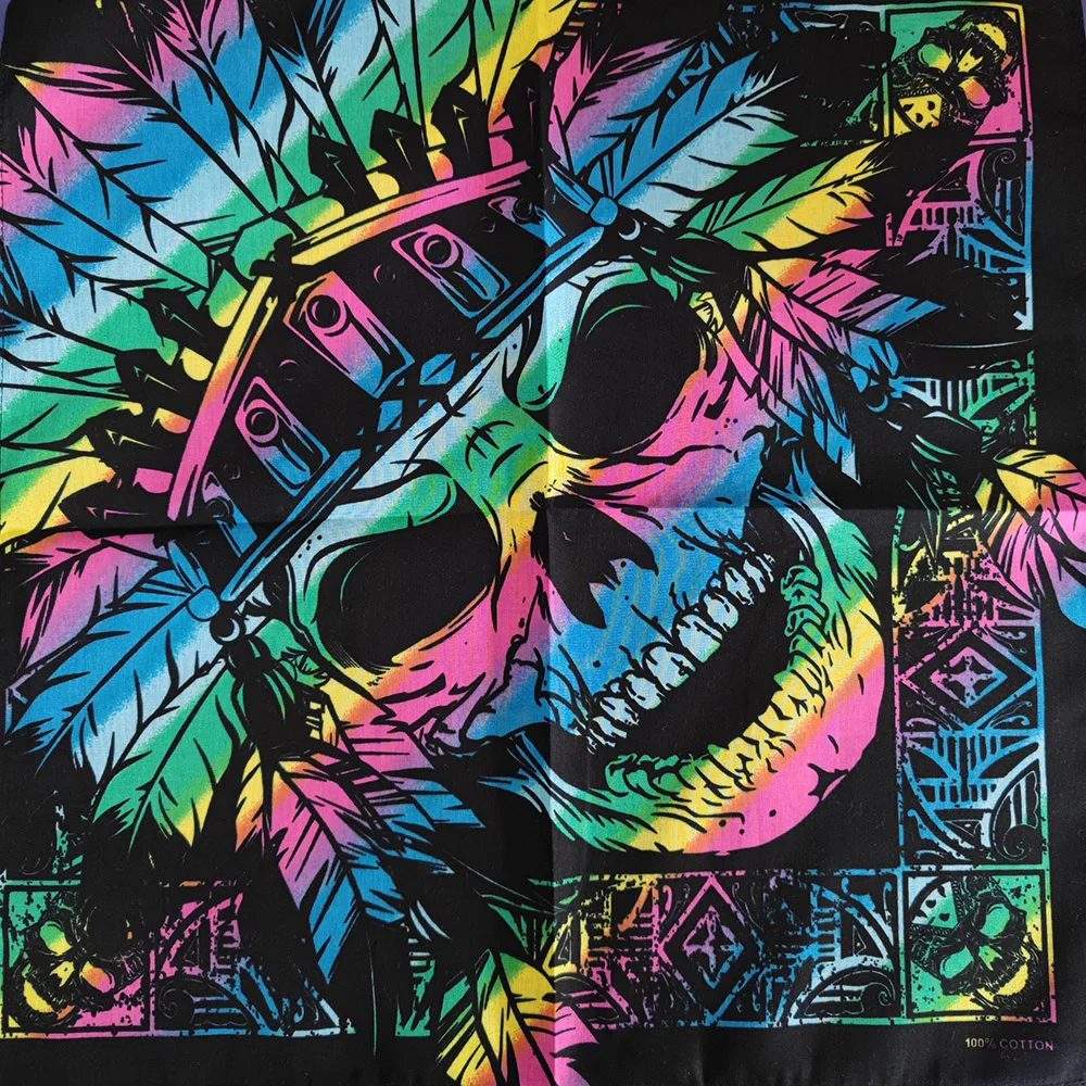 Novo design de moda hip hop 100% algodão crânio bandana lenço quadrado preto paisley bicicleta bandana para mulher/homem/meninos/meninas